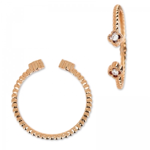 Bague motif fleur avec Oxydes de Zirconium - doré rose x1