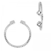 Bague motif fleur avec Oxydes de Zirconium - rhodié x1