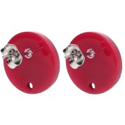 Clous d'oreilles ronds 15 mm en acétate - Marbré Rouge - Noir x2