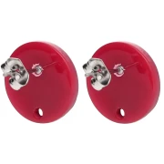 Clous d'oreilles ronds 15 mm en acétate - Marbré Rouge - Noir x2