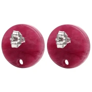 Clous d'oreilles ronds 15 mm en acétate - Marbré Bordeaux pailleté x2