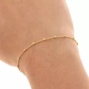 Chaîne maille Gourmette alternée (1x1) perles rondes 2 mm en Gold filled (or laminé)  x 50cm