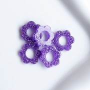 Pendentif fleur 14 mm en acrylique - Pailleté violet x1