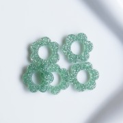 Pendentif fleur 14 mm en acrylique - Pailleté vert mousse x1