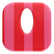 Pendentif carré évidé 21 mm en acétate - Rayés Rose - Rouge x1