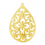 Pendentif goutte ajourée 37 mm doré satiné HQ x1|raw }}