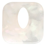 Pendentif carré évidé 21 mm en acétate - Marbré Transparent - Blanc nacré pailleté