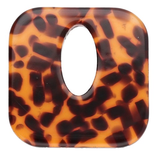 Pendentif carré évidé 21 mm en acétate - Terrazzo Marron - Noir x1