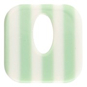 Pendentif carré évidé 21 mm en acétate - Rayés Vert clair - Ecru x1