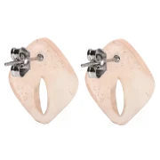 Clous d'oreilles losange évidé 16x14mm acétate Marbré Pêche clair nacré pailletéx2