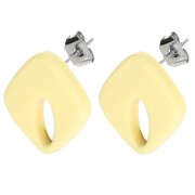 Clous d'oreilles losange évidé 16x14 mm acétate opaque - Vanille x2