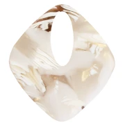 Pendentif losange évidé 28x25 mm en acétate - Marbré Ivoire - Beige foncé x1