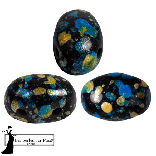 Perles en verre Samos® par Puca® 5x7 mm - Enamel Blue Yellow x10g
