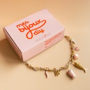 Mes bijoux DIY - Kit collier charms en acier inoxydable & cordon - Version Rose