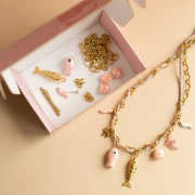 Mes bijoux DIY - Kit collier charms en acier inoxydable & cordon - Version Rose