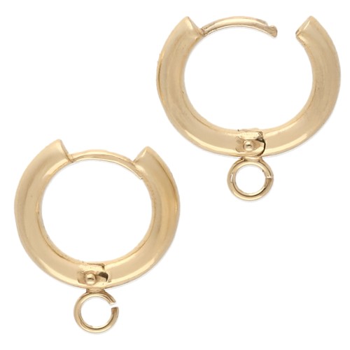 Dormeuses créoles rondes avec anneau ouvert 14 mm - Argent 925 Doré à l'or fin x2