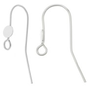 Crochet d'oreilles 20 mm et disque pour cabochon 5 mm en Argent 925 x2