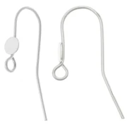 Crochet d'oreilles 20 mm et disque pour cabochon 5 mm en Argent 925 x2