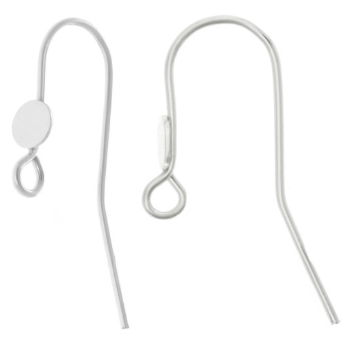 Crochet d'oreilles 20 mm et disque pour cabochon 5 mm en Argent 925 x2