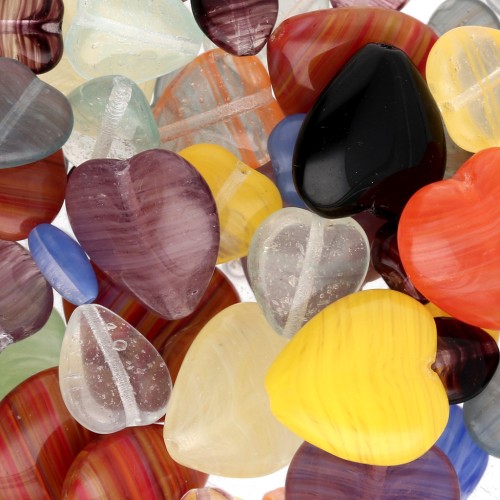 Assortiment de perles de bohème - Coeurs Multicolore x50g