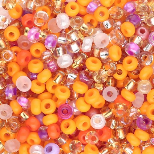 Preciosa Perles rocailles 8/0 3 mm - Mix Orange - Rose x20g