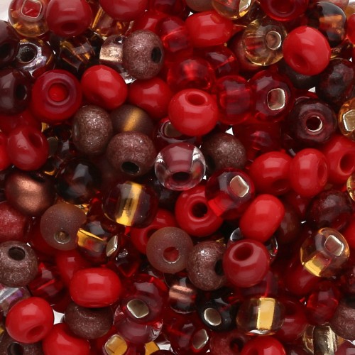 Preciosa Perles rocailles 6/0 4 mm - Mix Multi Rouge x20g