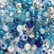 Preciosa Perles rocailles 6/0 4 mm - Mix Blanc Nacré - Multi Bleu x20g