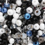 Preciosa Perles rocailles 6/0 4 mm - Mix Blanc - Gris - Noir x20g