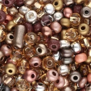 Preciosa Perles rocailles 6/0 4 mm - Mix Multi Marron - Argenté x20g