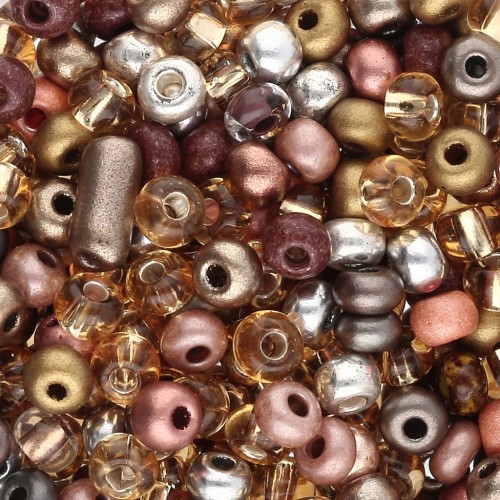 Preciosa Perles rocailles 6/0 4 mm - Mix Multi Marron - Argenté x20g