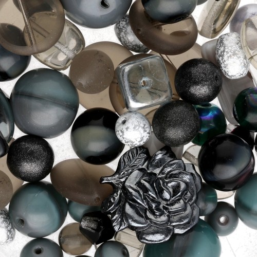 Assortiment de perles de bohème - Mix Dark Grey x50g