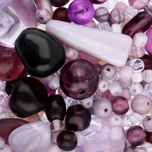 Assortiment de perles de bohème - Mix Violet x50g