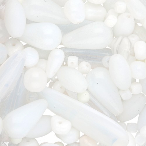 Assortiment de perles de bohème - Mix White x50g