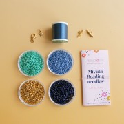 Mes bijoux DIY - Kit bracelet Miyuki en peyote pair - Bleu - Doré
