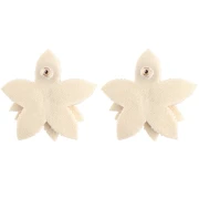 Boucles d'oreilles fleur 42 mm en perles brodés - Beige x2