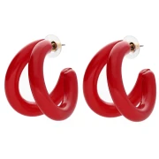 Créoles double fil 35.5 mm en résine - Rouge x2