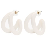 Créoles double fil 35.5 mm en résine - Ecru x2