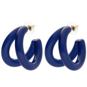 Créoles double fil 35.5 mm en résine - Bleu foncé x2