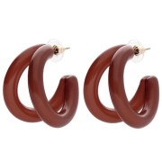 Créoles double fil 35.5 mm en résine - Marron x2|raw }}