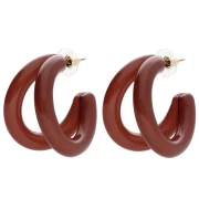 Créoles double fil 35.5 mm en résine - Marron x2