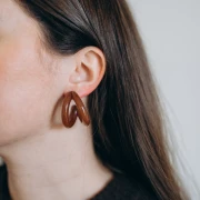 Créoles double fil 35.5 mm en résine - Marron x2