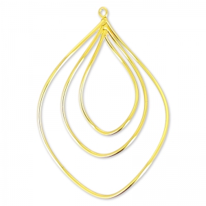 Pendentif gouttes spirales articulées 55 mm doré à l'or fin HQ x1