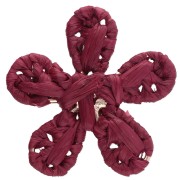 Pendentif fleur 31 mm en raphia - Bordeaux x1