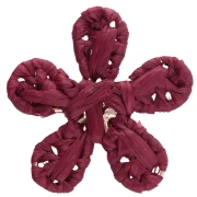 Pendentif fleur 31 mm en raphia - Bordeaux x1