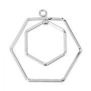 Pendentif hexagones articulés 30 mm rhodié HQ x1|raw }}