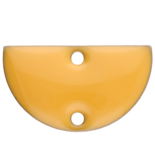 Intercalaires en métal - demi-lune - 2 trous résine époxy 10x17 mm - Jaune x6