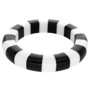 Bracelet jonc épais 66 mm en résine opaque - Blanc - Noir x1|raw }}