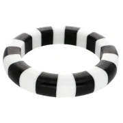 Bracelet jonc épais 66 mm en résine opaque - Blanc - Noir x1