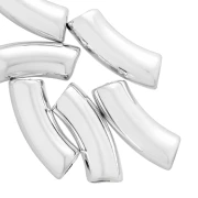Perles tube incurvé 35x11 mm en acrylique opaque - Argenté x6