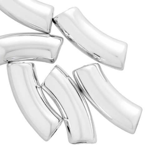 Perles tube incurvé 35x11 mm en acrylique opaque - Argenté x6